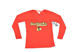 NEW NHL Chicago Blackhawks Red Ladies Knit LS Top Fan Apparel Sz L Concepts Spor